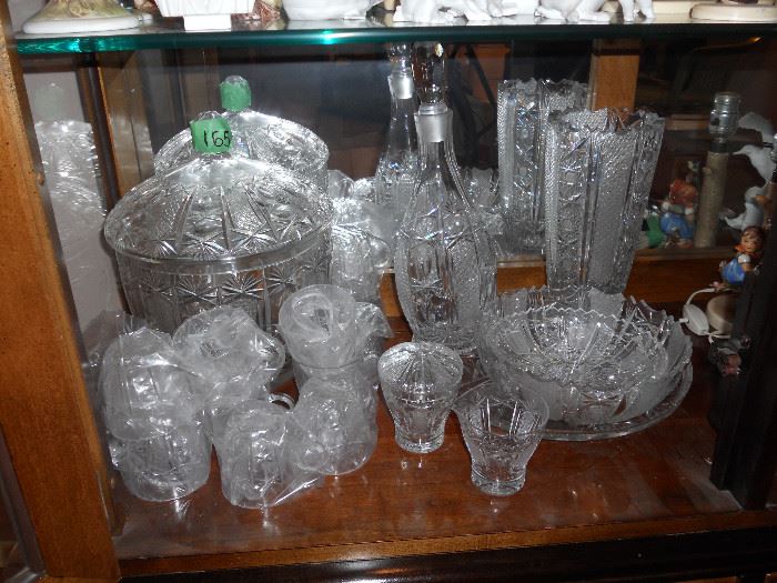 Crystal Punch Bowl w Glasses and matching Pieces