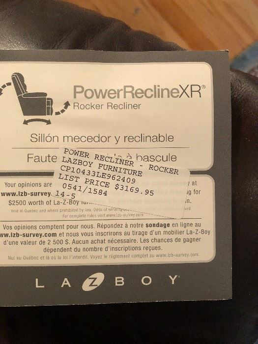 Tag for Recliner