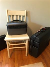 Wood side chair; luggage 