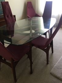 Mid-Century Modern Adrian Pearsall  Craft associates walnut & glass dining table with 6 chairs