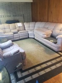 3 piece sectional couch, just added! with pull out bed and 2 recliners. with a separate matching recliner 