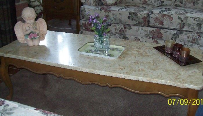 Marble Top Coffee Table with 2 Matching End Tables
