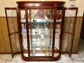 LIGHTED GLASS CURIO CABINET WITH LOCKS