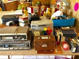 VINTAGE RADIOS, 8-TRACK PLAYERS, CAMERAS, VIDEO CAMERAS,