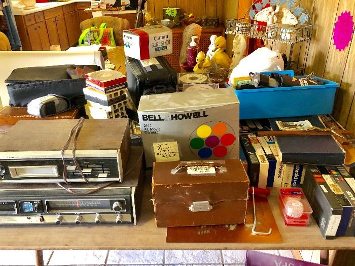 VINTAGE RADIOS, 8-TRACK PLAYERS, CAMERAS, VIDEO CAMERAS,
