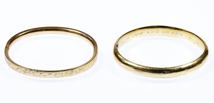 14k Gold Hinged Bangle Bracelets