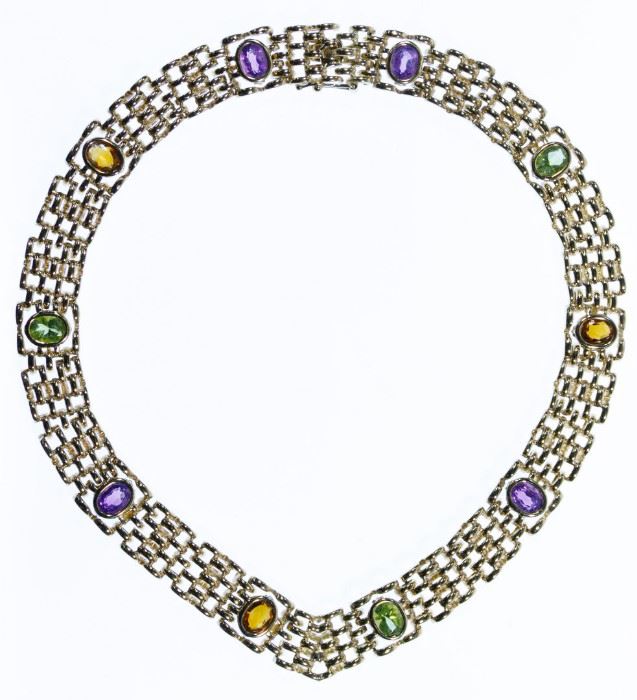 14k Gold and Semi Precious Gemstone Necklace