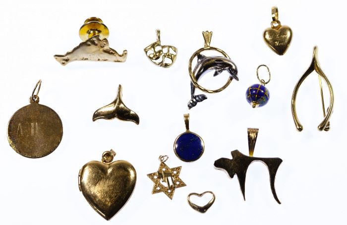 14k Gold Pendant and Pin Jewelry Assortment