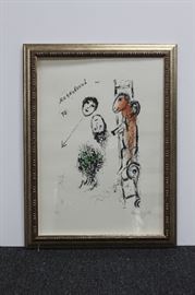Marc Chagall Lithograph - "Drawing for Vladimir Mayakovsky's 70th Birthday" 1963 