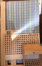 IKEA twin frame, lattice headboard w/matching end table - twin  mattress clean. 