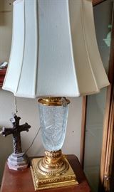One of two matching brass Crystal Lamps.