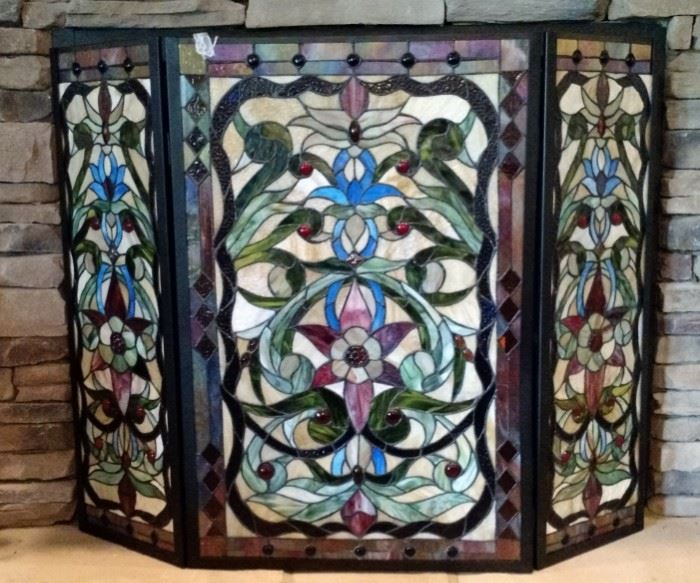 Beautiful Stained Glass Fire screen in the guest suite