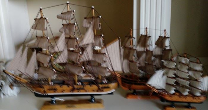 Three very nicely crafted model sailing ships