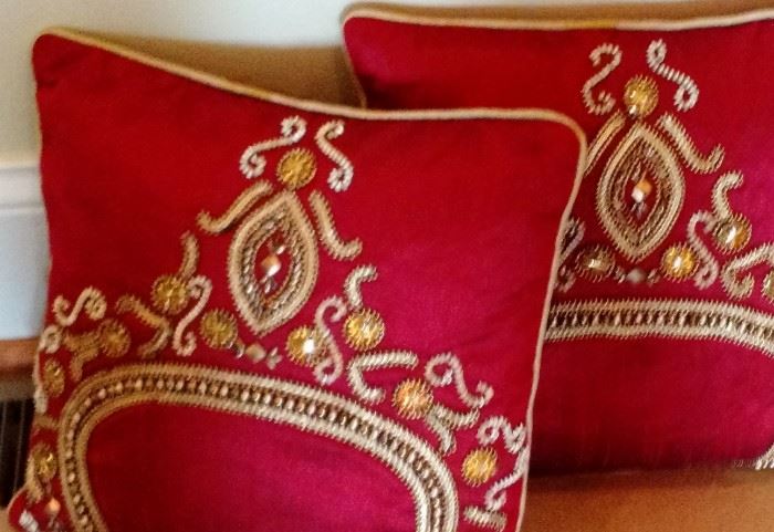 two of many beautiful matching decorative pillows