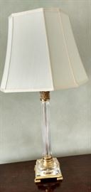 One of 2 nice matching brass and glass bedroom lamps