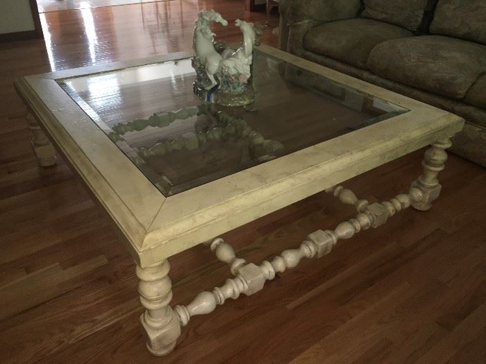 Large glass top coffee table