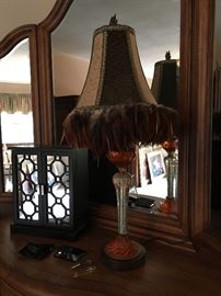 Statement lamp - feathers and velvet