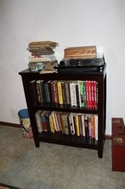 Small bookcase; books
