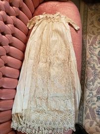 Christening gown, very ornate with much hand-made lacde