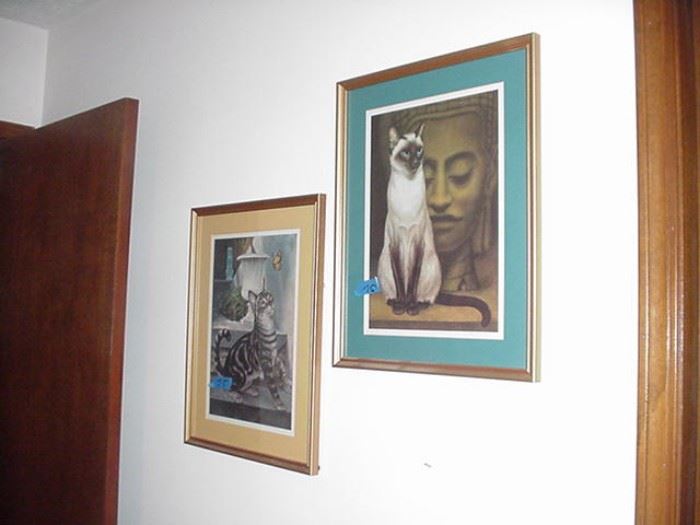 Cat prints, signed by artist