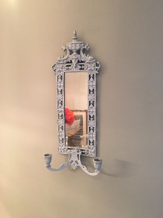 Set of two decorative mirror candle sconces