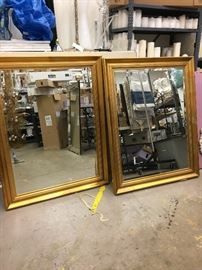 Gold mirrors, wood frame painted finish approx 3.75 ft tall