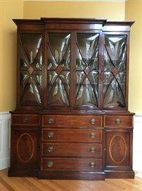 1920's Breakfront with Bubble Glass and Inlay 