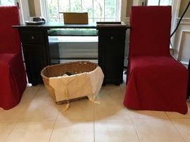 Pottery Barn Slip Cover Chairs, Double Pedestal Desk 