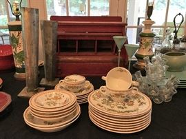 China, Primitives, Victorian Bud Vase, Roll Top Wooden Cash Box