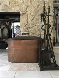 Copper Boiler, Fireplace Tools 