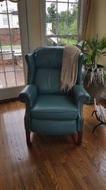 Wingback Chippendale Leather Recliner
