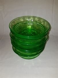 Green depression glass bowls