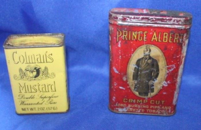 Coleman's Mustard tin and Prince Albert in a can.  