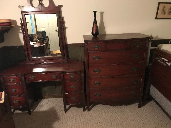 Dixie bedroom set: vanity, dresser, headboard (modified to King). Items sold separately