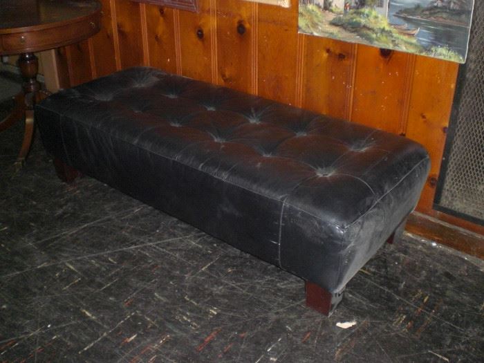 4ft. long black leather bench