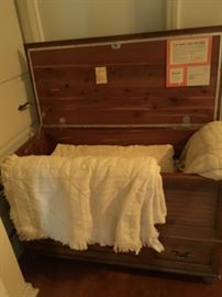 LANE HOPE CHEST- INSIDE ARE THE MOST INCREDIBLE HAND CROCHETED BEDSPREADS