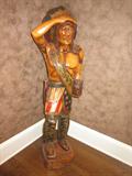 3 ft Carved Wood Cigar Store Indian