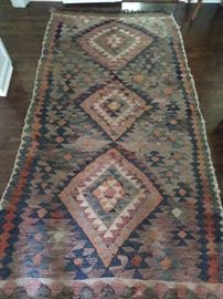 Vintage hand woven 100% wool Afghan tribal runner.