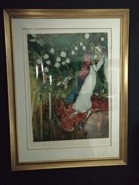 "Three Candles" nicely framed/matted Marc Chagall signed/numbered 438/750.