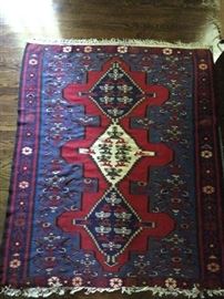 Vintage hand woven Turkish kilim, 100% wool, measures 3' x 5'.