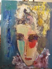 Original artist signed iconic oil on canvas portrait, by Russian artist Murat Kaboulov.