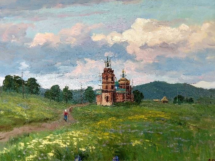 Original oil on canvas, by Russian artist; signature and name in next pic. If you can interpret it, lemme know!