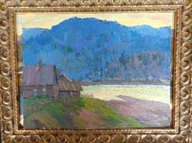 Original oil on board landscape, by Russian artist Rif Abdullin.