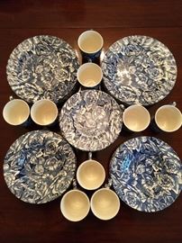44-Piece set of Churchill "Bermuda Blue" blue/white china, Staffordshire England - dishwasher safe!
