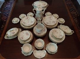76-Piece set of vintage French Limoges Theodore Haviland china - next pic is a close-up of the purple flowers.