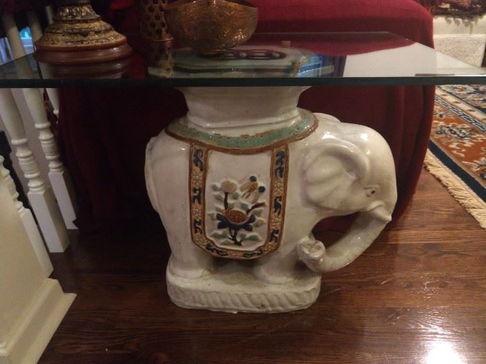 Vintage 1950's Italian, hand painted donkey. It's NOT a donkey, but love the glass top.