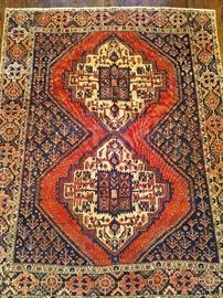Vintage hand woven Persian Viss Heriz rug, 100% wool face, measures 5' 3" x 6' 2".