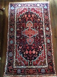 Vintage hand woven Persian Bijar rug, 100% wool face, measures 3' 2" x 5' 7".