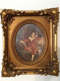 One of a pair of very nicely painted vintage plaster frames, with bored boy wondering when his Father will ever regale him with the facts of life.