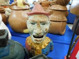 Cast metal clown bank
